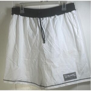 Spalding Activewear White Athletic Shorts XL Drawstring Pockets vintage y2k